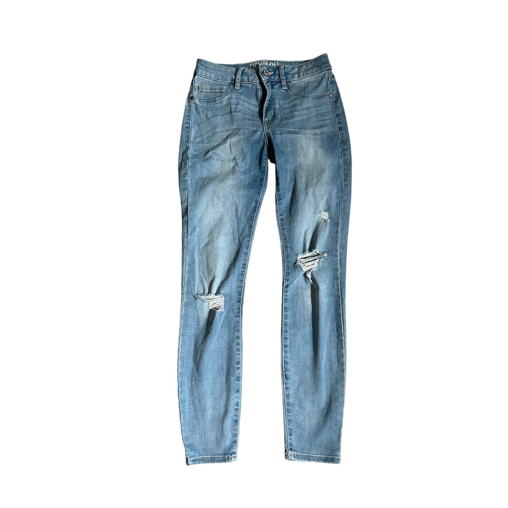 Rewash Brand Distressed Skinny Jeans size 26 Light Wash Mid‎ Rise Streetwear Y2K